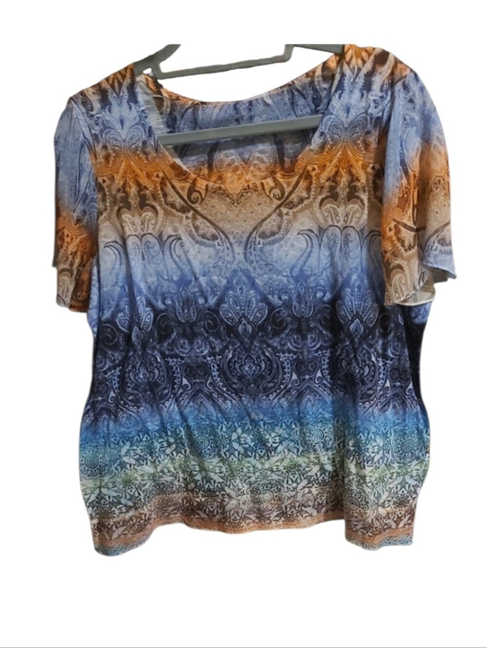 Multi-Color Patterned Women's Short-Sleeve Top with Sequence PTP 21